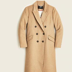 Double-breasted topcoat in Italian wool-cashmere - Camel Brown
